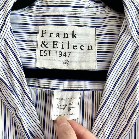 Frank & Eileen Grayson Navy Blue Stripe Cotton Button Down Shirt XS - Picture 5 of 11